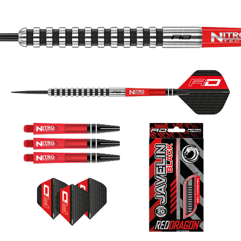 Red Dragon - Javelin Black - Steel Tip Darts– Tiger Darts
