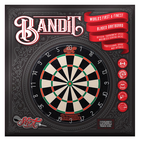 Bandit dartboard packaging by Shot