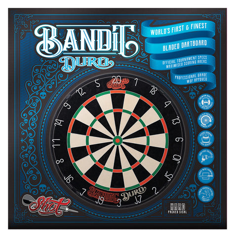 Bandit Duro dartboard packaging by Shot