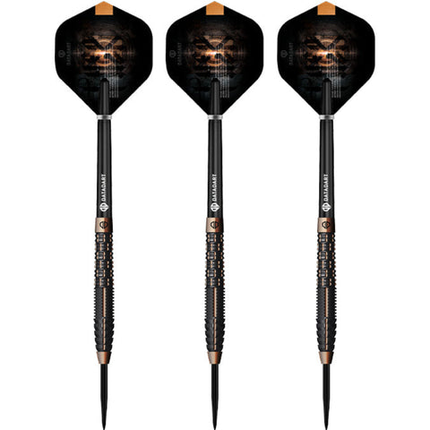 Three DataDart Aether darts with gold accents on a white background