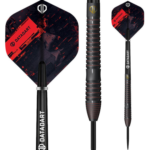 Datadart NYX darts with red and black design on a white background