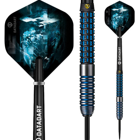 Datadart Parallax three darts with blue and black design on a white background