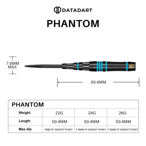 Datadart - Phantom - Steel Tip Darts - 90% Tungsten - Tiger Darts