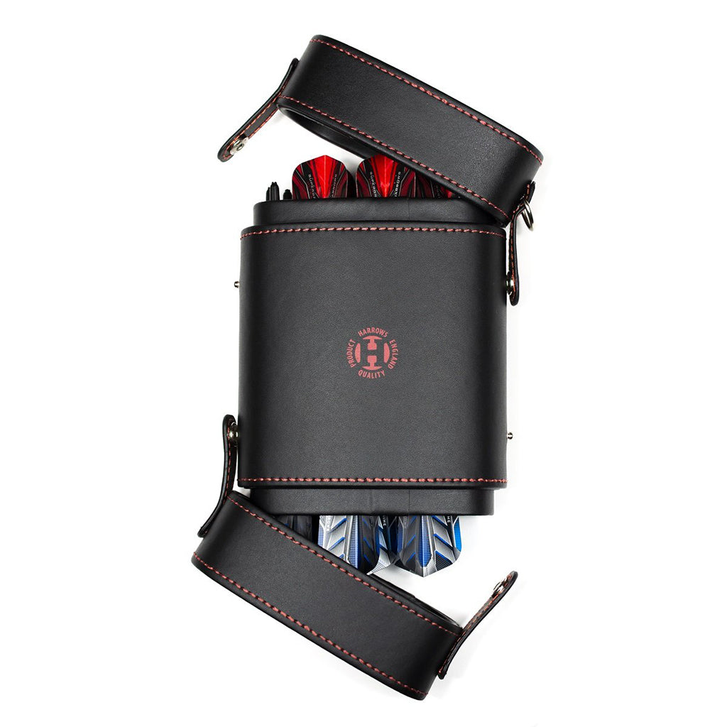 Harrows Smart Dart Case 3 Gris/Rouge – Étui Compact Pour 3 Fléchettes + Accessoires, Poche Zippée Externe